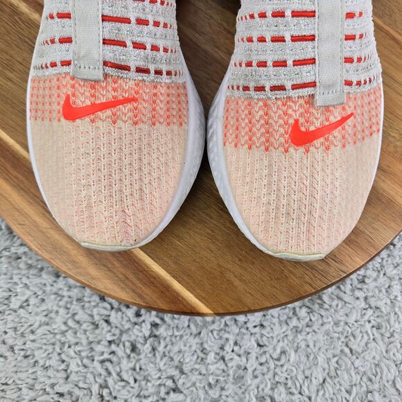 Nike React Phantom Run Flyknit 2 Vast Grey Orange Laceless Running Shoe Women 10 - Picture 6 of 13